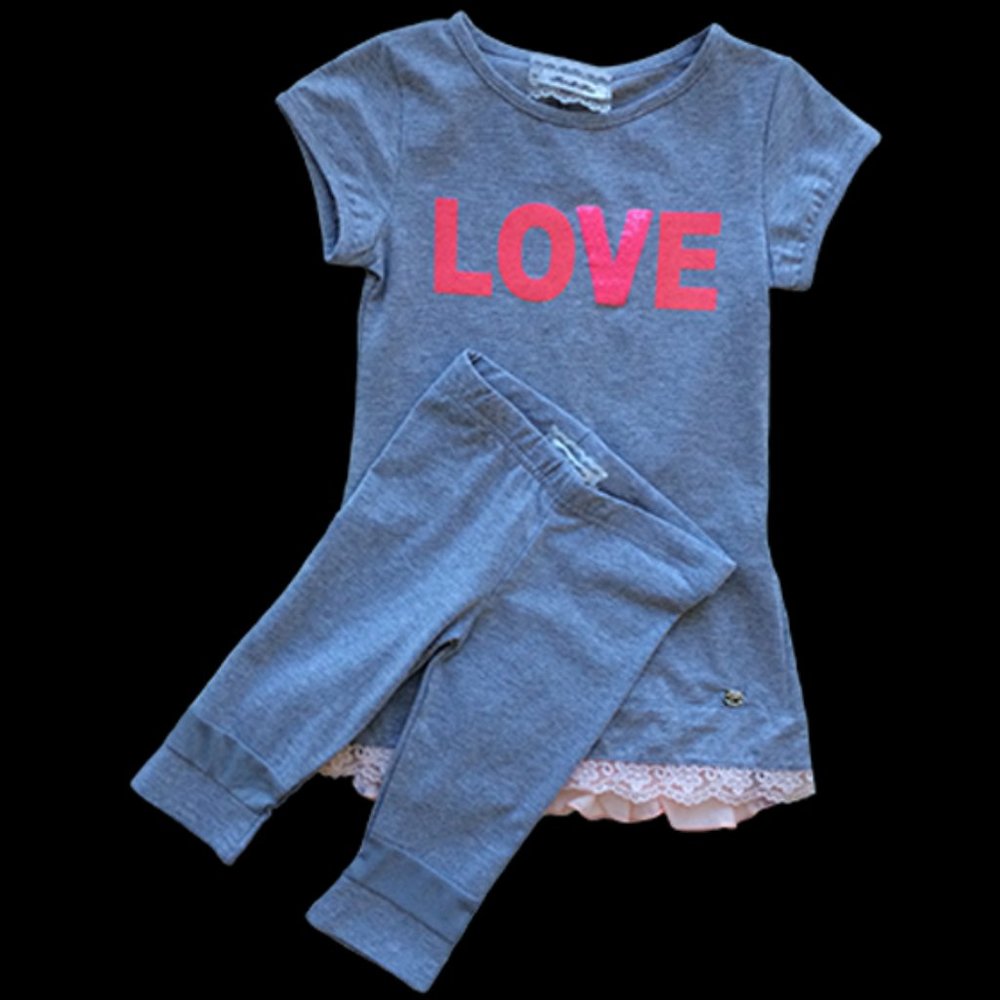 Fun & Fun Girl's Tunic Dress With Love & Leggings